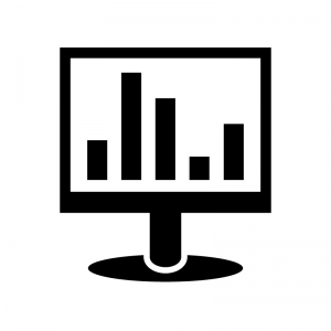 パソコンモニタと棒グラフのシルエット