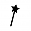 星が付いたステッキ・杖の白黒シルエットイラスト素材