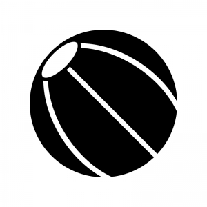 ビーチボールの白黒シルエットイラスト素材