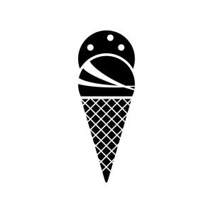 アイスクリームダブルの白黒シルエットイラスト素材02
