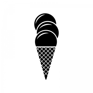 アイスクリームトリプルの白黒シルエットイラスト素材