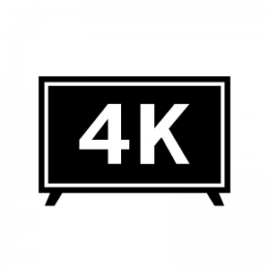 4Kテレビの白黒シルエットイラスト素材04