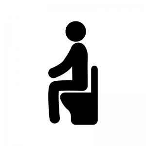 洋式トイレに座る人物の白黒シルエットイラスト素材