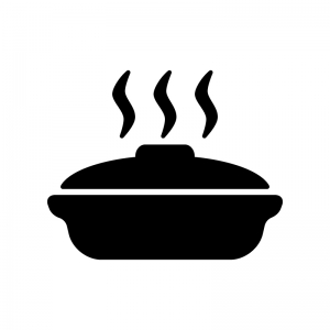 湯気が出ている土鍋のシルエット 無料のai Png白黒シルエットイラスト