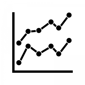 二つの折れ線グラフのシルエット 無料のai Png白黒シルエットイラスト