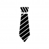 ストライプのネクタイの白黒シルエットイラスト