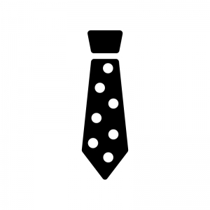 水玉のネクタイの白黒シルエットイラスト