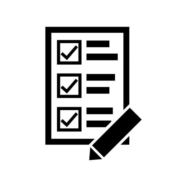 チェックシートとペンのシルエット | 無料のAi・PNG白黒シルエットイラスト