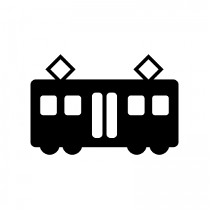 電車の白黒シルエットイラスト