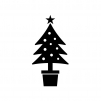 クリスマスツリーの白黒シルエットイラスト
