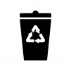 リサイクルマークのゴミ箱の白黒シルエット
