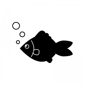 魚の白黒シルエットイラスト02