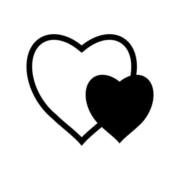 二つのハートのシルエット | 無料のAi・PNG白黒シルエットイラスト 