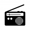 ラジオの白黒シルエットイラスト02