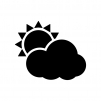 天気の太陽と雲の白黒シルエットイラスト