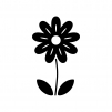 小花の白黒シルエットイラスト02
