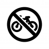 自転車禁止マークの白黒シルエットイラスト