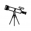 天体望遠鏡の白黒シルエットイラスト02