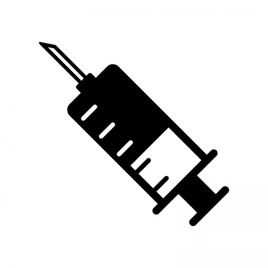 液体の入った注射器の白黒シルエットイラスト