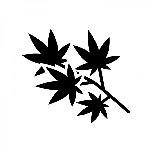 枝付きのモミジのシルエット | 無料のAi・PNG白黒シルエットイラスト