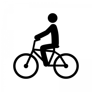 自転車に乗っている人物の白黒シルエットイラスト