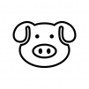 豚の顔の白黒シルエットイラスト02