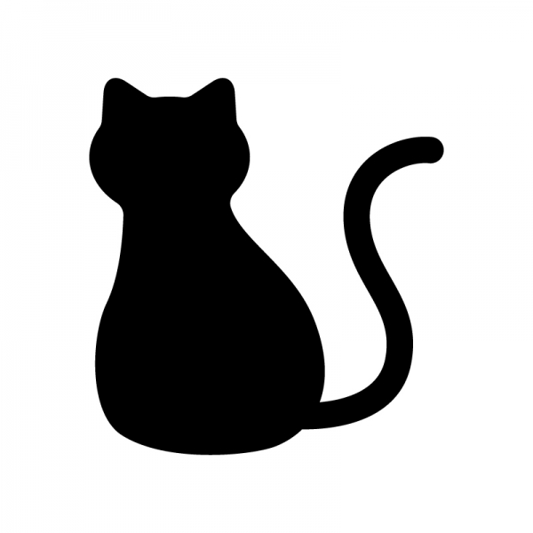 後ろ姿の猫のシルエット | 無料のAi・PNG白黒シルエットイラスト
