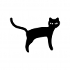 黒猫の白黒シルエットイラスト