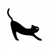 背伸びしている猫の白黒シルエットイラスト