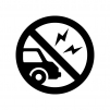 車の騒音禁止の白黒シルエットイラスト