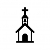 教会の白黒シルエットイラスト