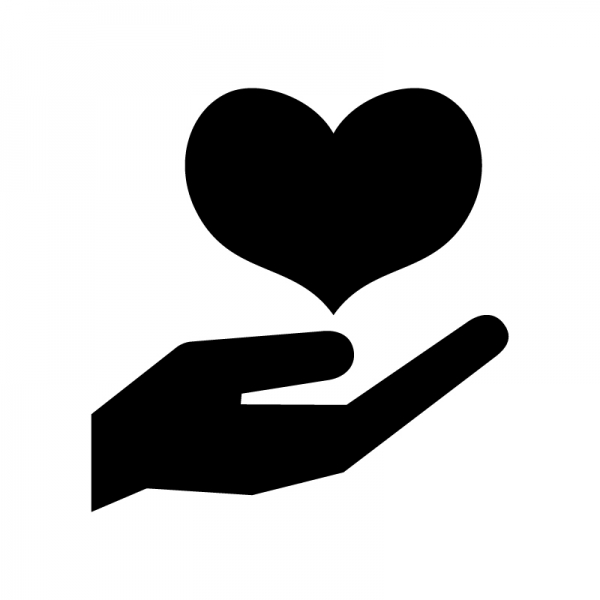 手とハートのシルエット | 無料のAi・PNG白黒シルエットイラスト