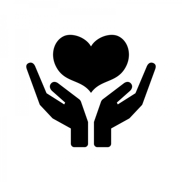 両手とハートのシルエット | 無料のAi・PNG白黒シルエットイラスト