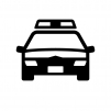 パトカーの白黒シルエットイラスト