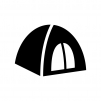 キャンプ・テントの白黒シルエットイラスト
