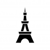 タワー・テレビ塔の白黒シルエットイラスト02