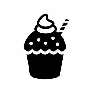 クリーム付きカップケーキのシルエット 無料のai Png白黒シルエットイラスト