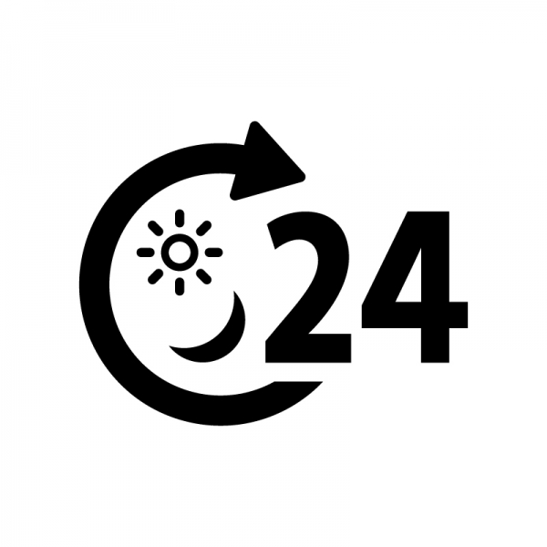 24時間マークのシルエット04 | 無料のAi・PNG白黒シルエットイラスト