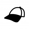野球帽の白黒シルエットイラスト02