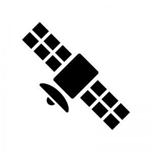 人工衛星の白黒シルエットイラスト