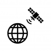 地球と人工衛星の白黒シルエットイラスト02