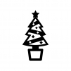 クリスマスツリーの白黒シルエットイラスト03
