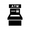 銀行ATMの白黒シルエットイラスト