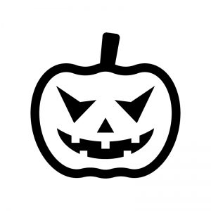 ハロウィン・かぼちゃのお化けの白黒シルエットイラスト08