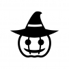 帽子のハロウィン・かぼちゃのお化けの白黒シルエットイラスト07