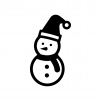 サンタの帽子をかぶった雪だるまの白黒シルエットイラスト02