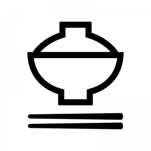 蓋付きのお茶碗・丼の白黒シルエットイラスト04