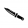サバイバルナイフの白黒シルエットイラスト