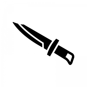 サバイバルナイフの白黒シルエットイラスト04