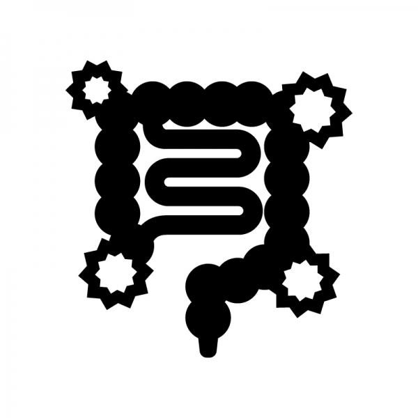 腸内環境が悪い腸のシルエット | 無料のAi・PNG白黒シルエットイラスト